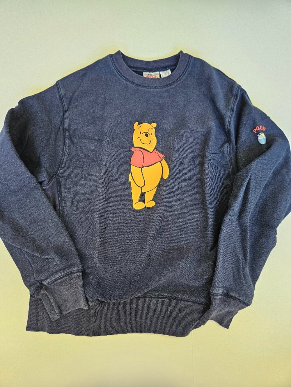 Disney Store Winnie the Pooh Bear Navy Blue Pullover Crewneck Sweater Unisex Med